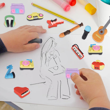 24 Pcs Erasers for Kids, Mini Pencil Eraser Bulk Classroom Prizes, Fun Puzzle Erasers for Preschool Elementary Student, Back to School Supplies (Musical Instrument)