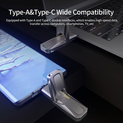 Netac 256GB Portable External USB Solid State Drive Type-c and USB 3.2 Dual Interface, up to 400MB/s Security Protection for Data Storage, Expansion of Storage for Photos/Videos/Music/Files, US5