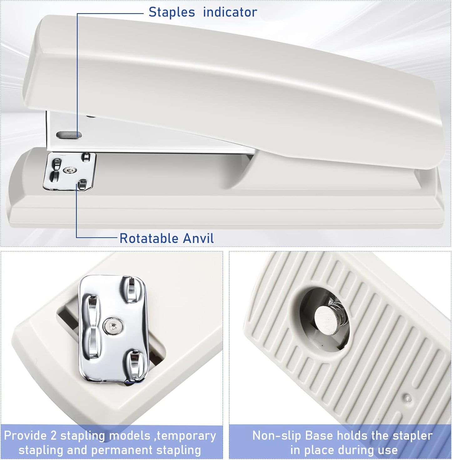 Marspark 10 Pcs Stapler for Desk Office Staplers Bulk with 6000 Staples 25 Sheet Capacity for School Office (White)