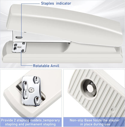 Marspark 10 Pcs Stapler for Desk Office Staplers Bulk with 6000 Staples 25 Sheet Capacity for School Office (White)