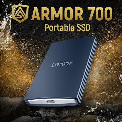 Lexar 2TB Armor 700 Portable SSD, Up to 2000MB/s, USB 3.2 Gen 2x2, Rugged, IP66 Water & Dust Resistance, Compatible w/iPhone 15/16, Cameras, Gaming, External SSD, Dark Blue (LAR700X002T-RNLNU)