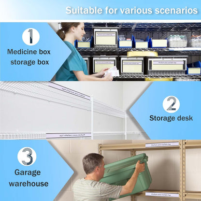 Eeoyu Magnetic Label Holders with Magnets Magnetic Data Card Holders with Clear Plastic Protectors for Metal Shelf, Whiteboard, Set of 50 (1 x 8 Inch)