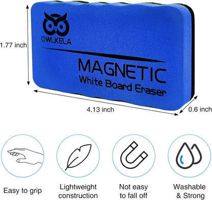 OWLKELA Dry Erase Erasers, Magnetic Whiteboard Erasers 8 Pack for White Board, White Board Markers Dry Erase, Ideal for Classroom, Home, Office