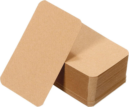 PATIKIL 3.5" x 2" Blank Paper Business Cards, 100 Pack Small Index Flash Cards Words Message Note Card Mini Paper Tags for DIY Gift Craft Scrapbooking, Brown