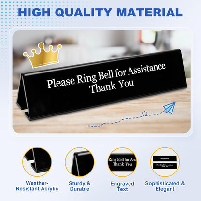 UCEC Office Receptionist Desk Sign - Double Sided Printed Sign for Lobby or Front Desk Service, 7.8" x 2"