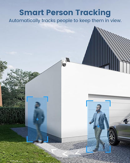 AOSU Solar Security Camera Wireless Outdoor System, 3K/5MP Battery Powered WiFi Camera for Home Security, Panoramic PTZ, Auto Tracking, Human/Vehicle Detection, Night Vision, Spotlights, 2-Way Talk