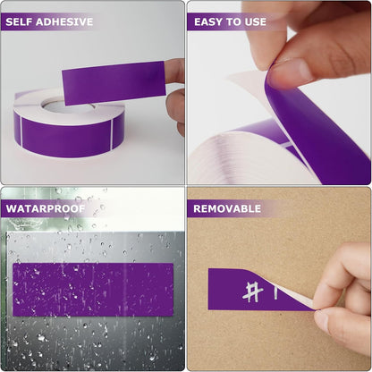 Purple Rectangle Stickers 3 x 1 Inch Color Coding Labels Vinyl Roll Self-Adhesive Waterproof Removable 500 PCS
