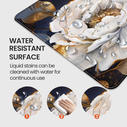 35.4 x 15.7 inches, Large Desktop Mouse pad, Keyboard and Mouse Pads for Work and Home Computers, and Large Laptop Mouse mat，White Peonies