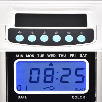 Yescom Attendance Punch Time Clock Bundle Employee Payroll Recorder LCD Display with 100 Cards, 1 Time Card Holder, 2 Keys & Ink Ribbon