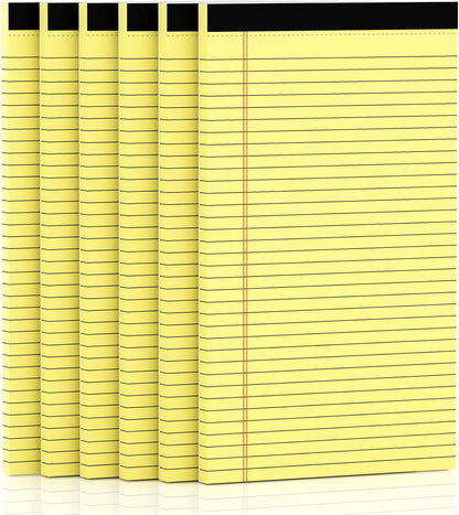 Yellow Legal Pads 8.5 x 14 Note Pads, 6 Pack 8.5 x 14 Notepads, Wide Ruled Lined Paper, Micro Perforated Writing Paper, 30 Sheets Per Notepad for Work/School/Office