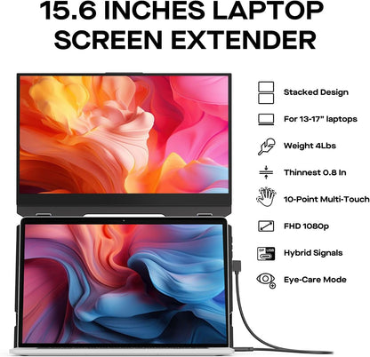 New Mobile Pixels Duex Float Portable Monitor, 15.6" FHD 1080P IPS Ultra Slim Laptop Screen Extender, USB A/USB C/HDMI Plug and Play Auto Rotated, Windows/Mac/Android/Switch Compatible