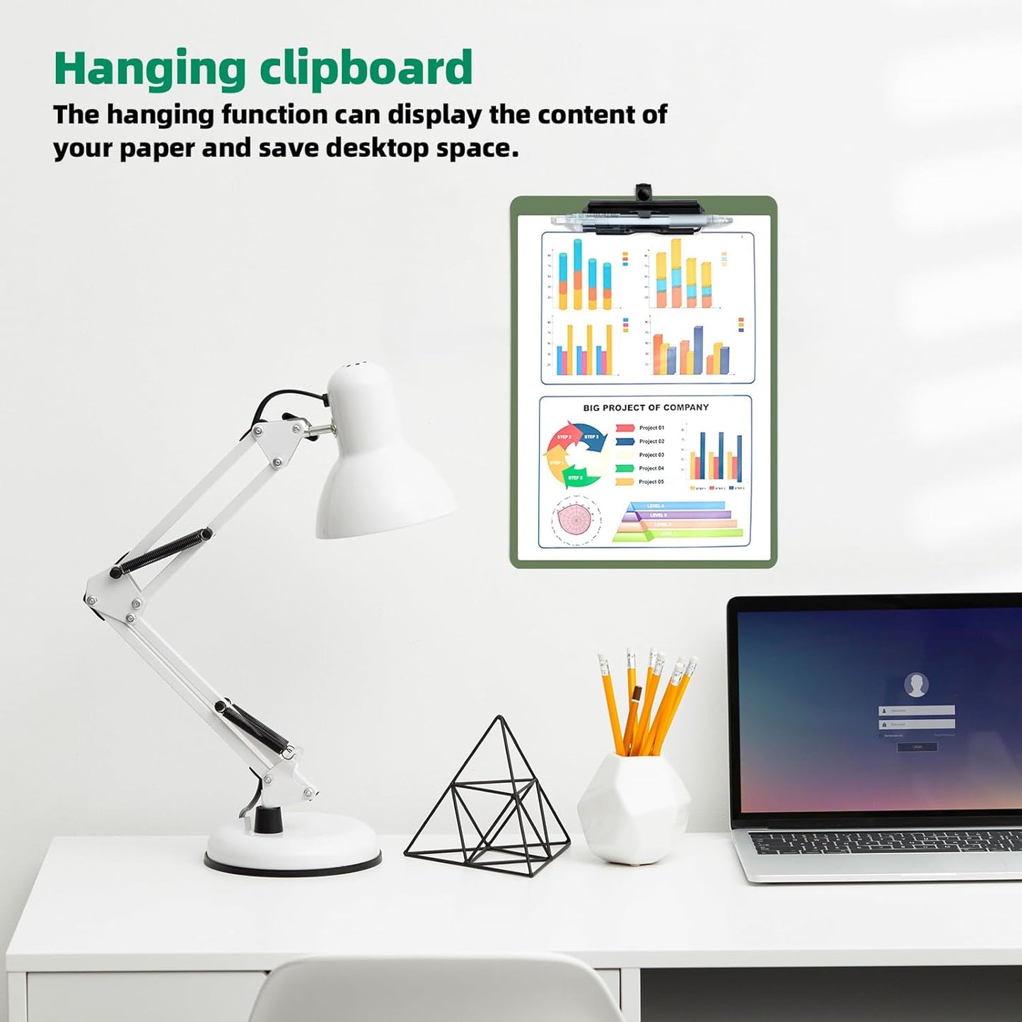 Clipboard with Pen Holder, 2 Pack Plastic Clipboard with Low Profile Metal Clip, Hanging Clip Boards Holds 8.5x11 Inch Papers, Standard A4 Letter Size Clip Boards for Offices & School, Green