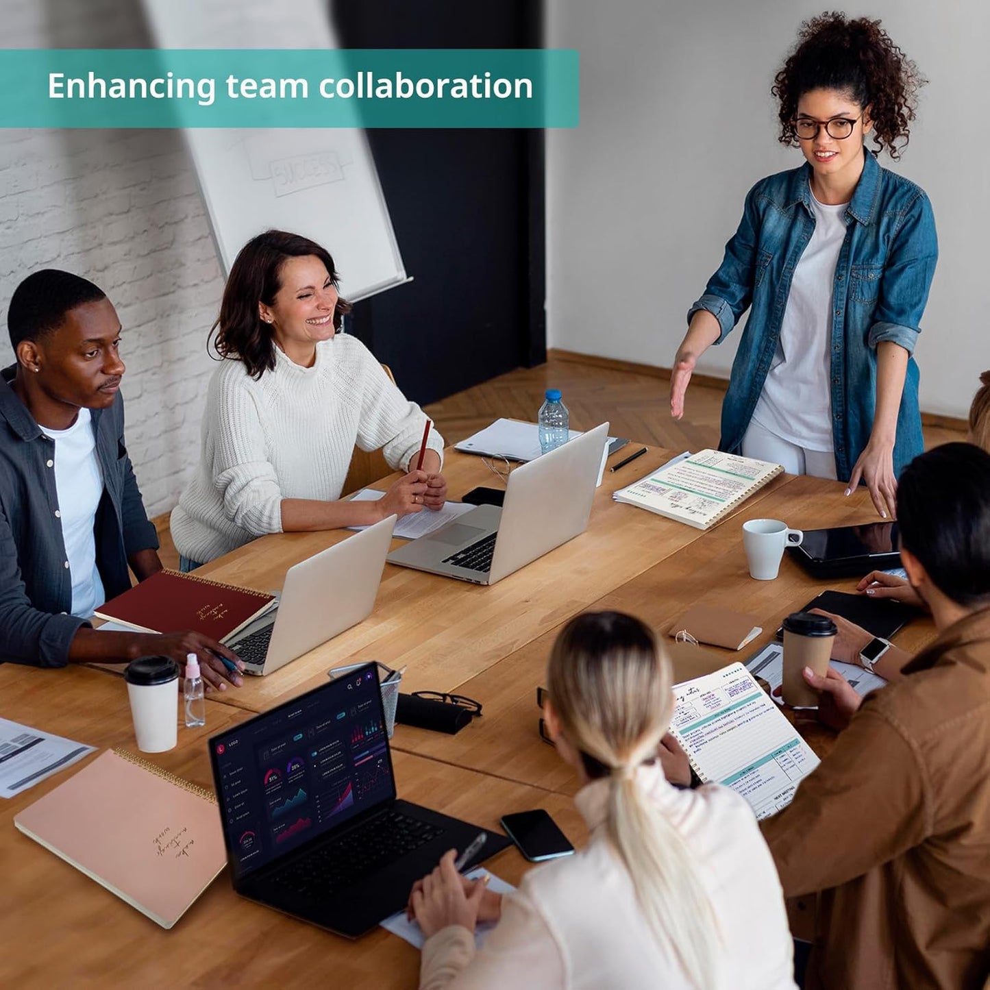 Taja Meeting Notebook for Work Organization - Work notebook with action items, Meeting Minutes Planner Notebook, Perfect Office Supplies for Men & Women - Burgundy