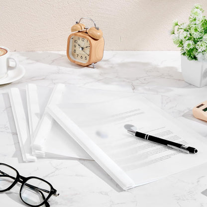 48 Pack Plastic Report Covers with 3 Prongs Presentation Folders Bulk, 100 Sheet Capacity, Clear Front Report Covers for Presentation Document Paper School Office Supplies (White)