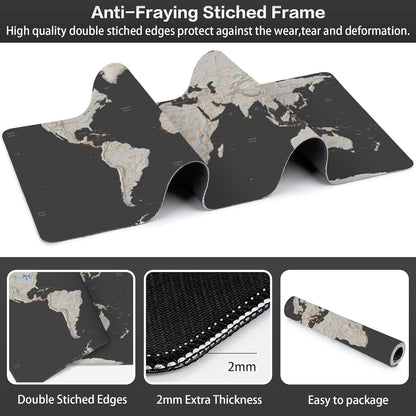 Desk Mat, Vintage World Map Extended Large Gaming Mouse Pad XXL, Non-Slip Rubber Base Stitched Edges Long Computer Keyboard Desk Pad Mouse Mat for Home Office Gaming 35.4"X15.7"