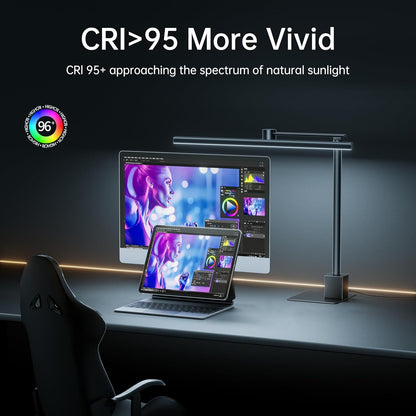 deeloop 2-in-1 LED Desk Lamp or Clamp with USB Charging for Home Office, CRI 95+ for Sunlight-Like Spectrum, 45° Asymmetric Glare‑Free Light, Memory Dimming Desk Light, Full‑Angle 3‑Axis Office Lamp