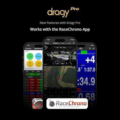 All New dragy Pro - Professional GPS Performance Meter, up to 25Hz GPS Laptimer, with Built-in Memory & 6-Axis IMU Motion Sensor | Includes dragy Mount for Easy Installation