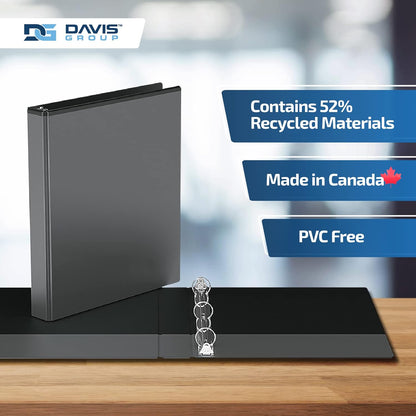 Easyview Premium 3-Ring Binders with Clear-View Covers and Round Rings, Binders for School or Office, 1 Inch, Pack of 6, Black