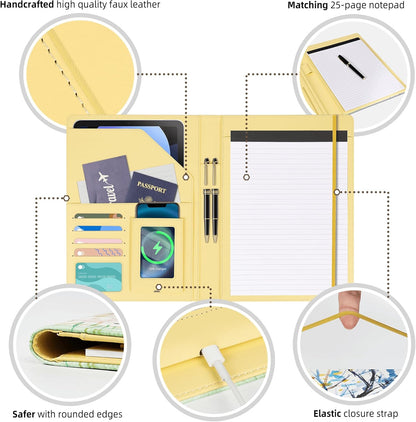 Padfolio with Clipboard 8.5x11" Business Portfolio for Women Personalized Leather Binder Portfolios,Four Seasons Tree