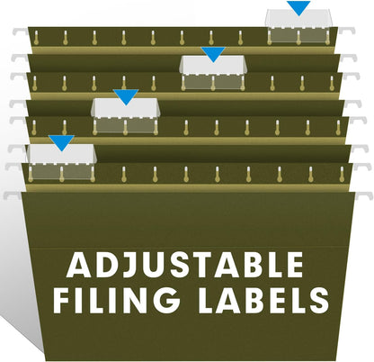 Extra Capacity Hanging File Folders, RAZCC 30 Pack Letter Size Reinforced Hanging Folders with Heavy Duty 1 Inch Expansion for Bulky Files, Filing Cabinet, Adjustable Tabs, Green