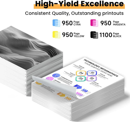 Remanufactured Ink Cartridge Replacement for Epson 702 Ink Cartridges 702XL 702 XL T702XL Compatible with Workforce Pro WF-3720 WF-3730 WF-3733 Printer(4 Pack)