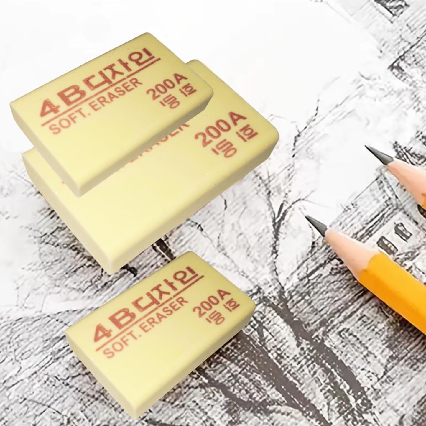 4B Erasers 15 Pack Pencil Erasers Yellow Erasers for Kids Bulk for Students School Supplies Office Prize Gifts (Yellow)