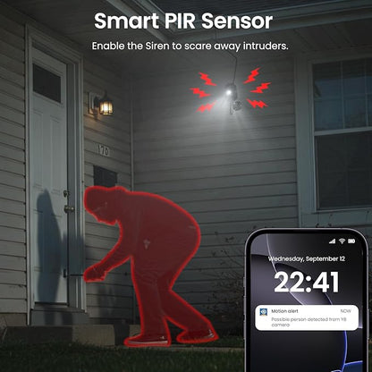 Cameras for Home Security-2.4Ghz WiFi Security Cameras Wireless Outdoor, Battery Powered with Solar Panel, Color Night Vision, AI Motion Detection, SD Card/Cloud Storage, Work with Alexa, Y8 2P