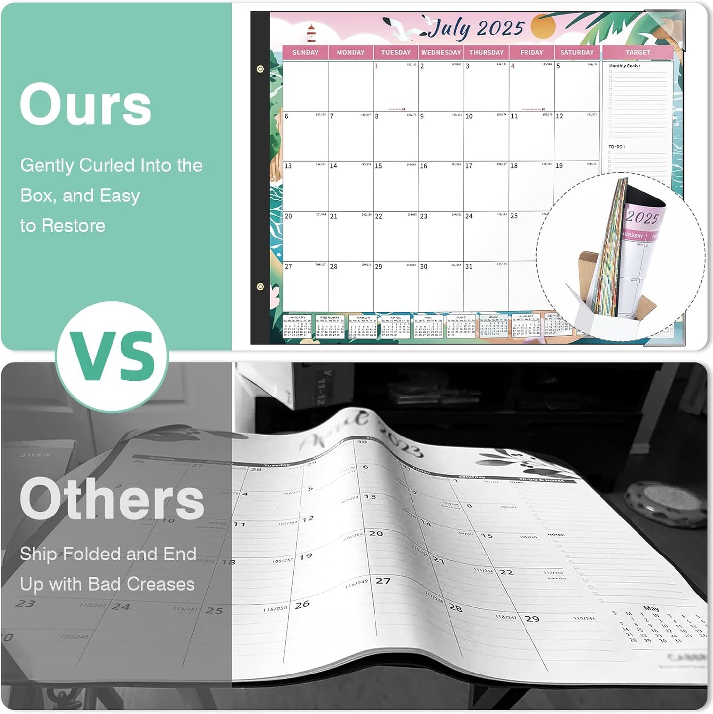 Ospelelf Desk Calendar 2025-2026 Large 22'' x 17'' Calendar 2025 Monthly Desktop Calendar, 18 Month Calendar, Use July 2025 - Dec 2026, Seasons