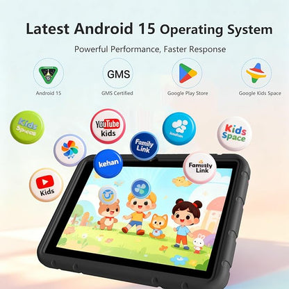 Kids Tablet, 10 inch Android 15 Tablet for Kids, 20GB RAM 128GB ROM Octa-Core 6000mAh Battery Childs Tablets with Shockproof Case, Bluetooth, WiFi, Parental Control, Dual Camera, GPS