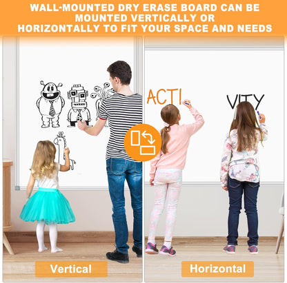 H-Qprobd Dry Erase Board for Wall 60"x40" Aluminum Presentation Magnetic Whiteboard with Long Pen Tray, Wall-Mounted White Board for School, Office and Home