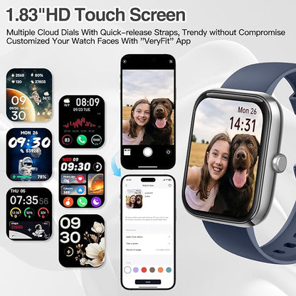Smart Watch for Women Men with Bluetooth Call, Alexa Built-in Smartwatch, 1.83"DIY Dial Fitness Watch with Sleep Heart Rate Monitor, 110+ Sport Modes, IP68 Waterproof Watch Compatible with Android iOS