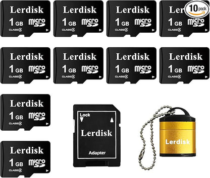 Factory Wholesale Micro SD Card 1GB Pack of 10 in Bulk MicroSD with SD Adapter Produced by Authorized Licencee(1GB)