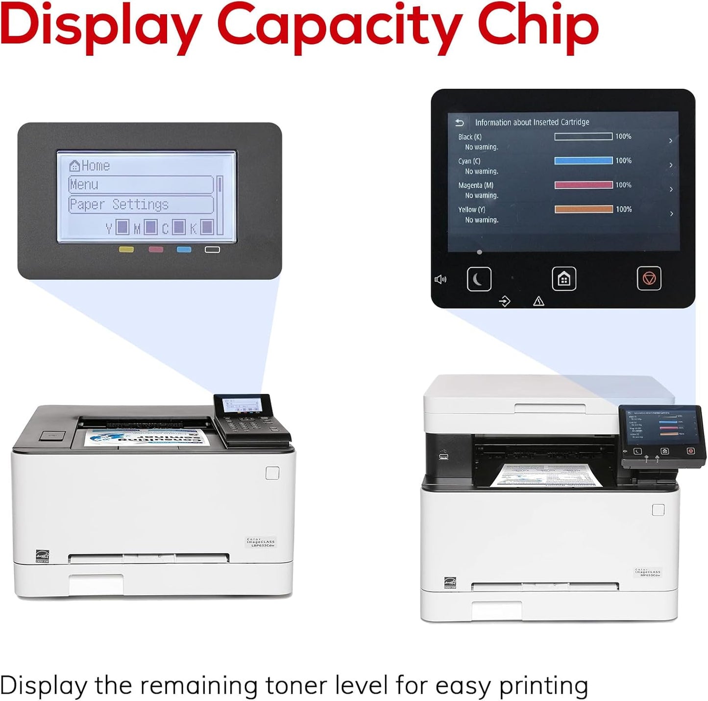 Remanufactured for Canon 055 055H with Display Capacity Chip Replacement for Canon 055 Toner Cartridge Set for Canon Color ImageClass MF743Cdw MF741Cdw MF745Cdw MF746Cdw Printer (4 Pcak)