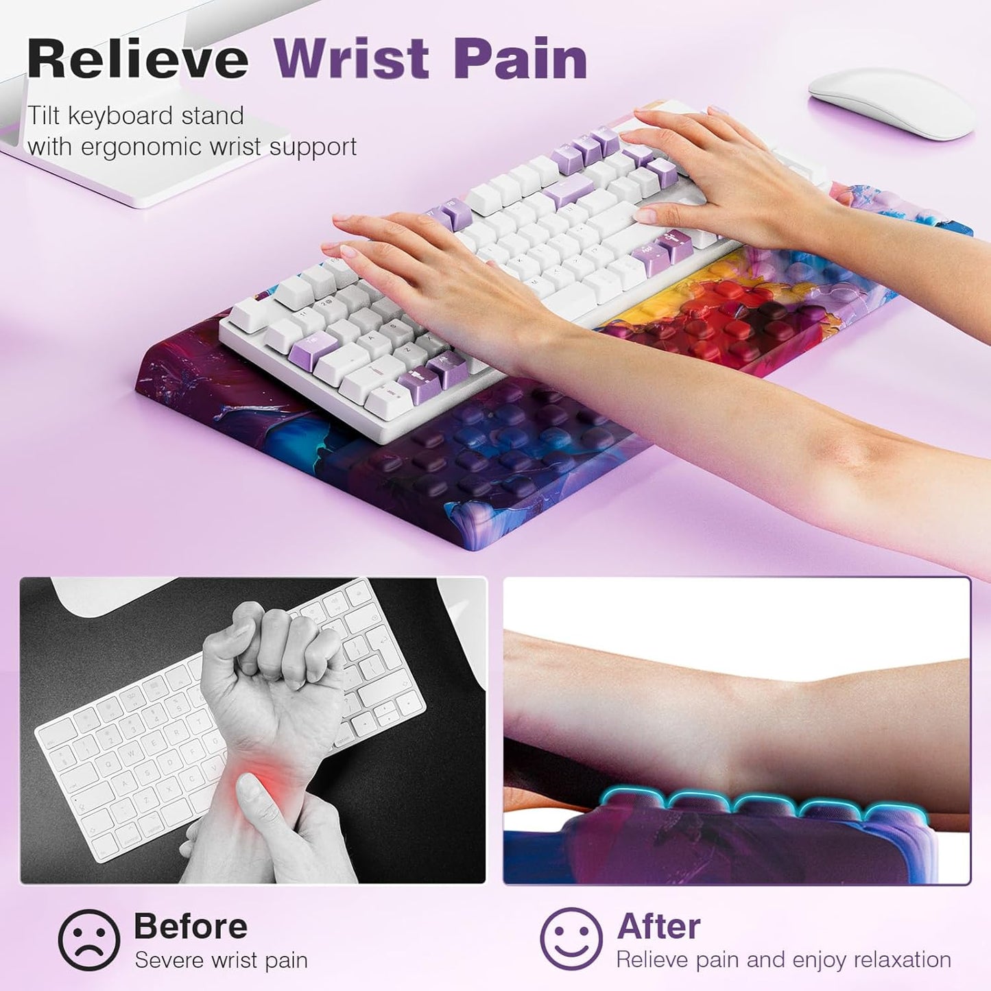 Ospelelf Keyboard Wrist Rest Comfortable Ergonomic Keyboard Stand Riser Holder Pad for Office Home