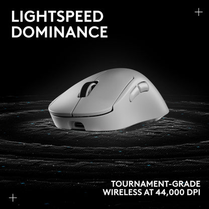 Logitech G PRO X Superlight 2 DEX Wireless Gaming Mouse, 60g pro-Grade Right-Handed Mouse with 5 programmable Buttons, USB-C Charging, 44k DPI Sensor, up to 8 kHz Polling for PC/Mac - White