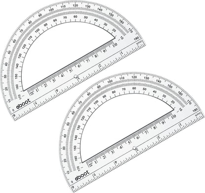 EBOOT 24 Pack Plastic Protractors Math Protractor 180 Degrees 6 Inch (Clear)