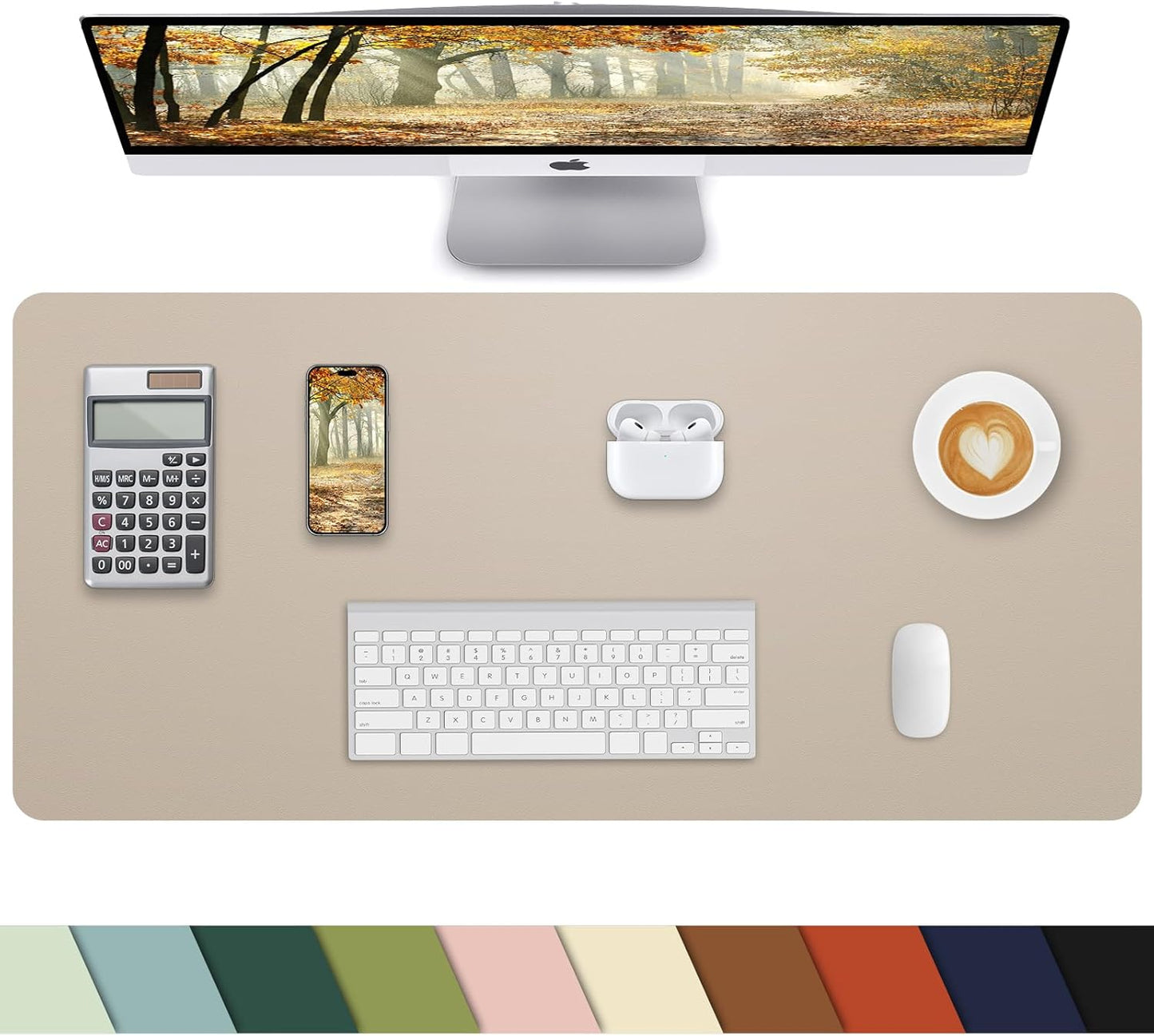 Small Desk Mat,Leather Desk Pad Protector,Desk Mouse pad,Office Desk mat,Laptop Mat for Desk, Non-Slip PU Leather Desk Blotter,Waterproof Desk Writing Pad for Office/Home(23.6"x13.8",Apricot)