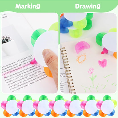 50 Pcs Petal Highlighters, Flower Shape Fluorescent Pens, 5-in-1 Highlighters for Marking, Drawing, Petal-Shaped Aesthetic Markers for Homes, Schools, Office Stationery Supplies (50)
