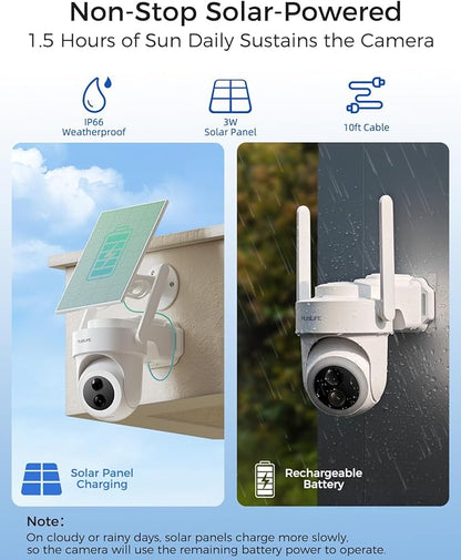 MUBILIFE 4K Security Cameras Wireless Outdoor, No Subscription, 8MP Solar Powered Cameras for Home Security, 64GB Local Storage, AI Auto Tracking, Color Night Vision, 2.4&5GHz WiFi, 4-Cam Kit