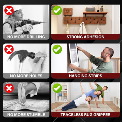 50 Pcs Heavy Duty Double Sided Tape, 1x4 in Rectangles Removable Nano Tape, Transparent Multipurpose Mounting Tape for Home and Office