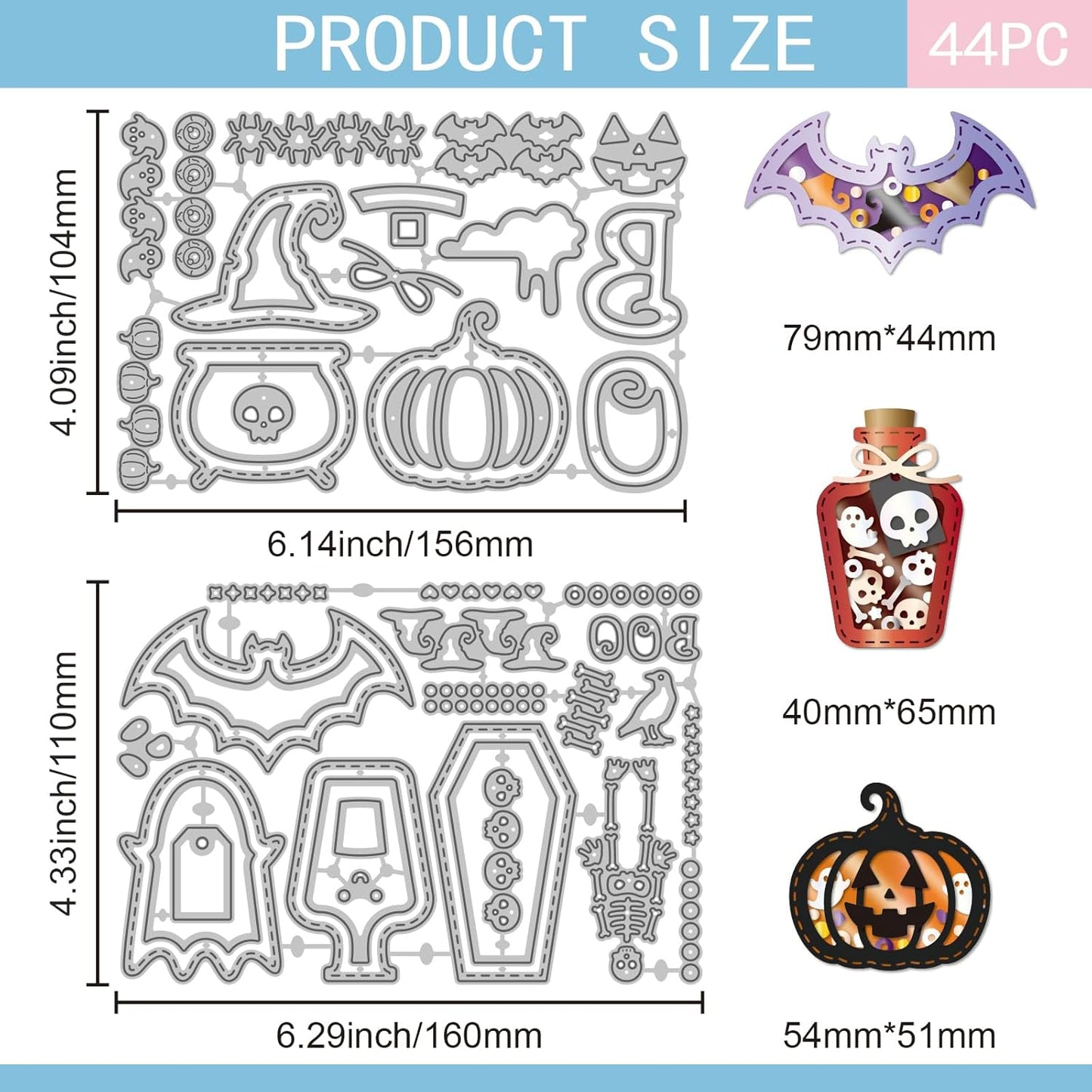 GLOBLELAND Halloween Shaker Cutting Dies for Card Making Ghost Pumpkin Cut Die for DIY Scrapbooking Journal Embossing Paper Craft Decor