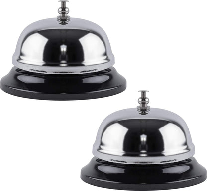 Super Z Outlet Call Bell 2-Pack - Classic Service Bell for Desk, Counter, or Reception 3.35", Gleaming Stainless Steel, Corrosion-Resistant, for Home, Office, School