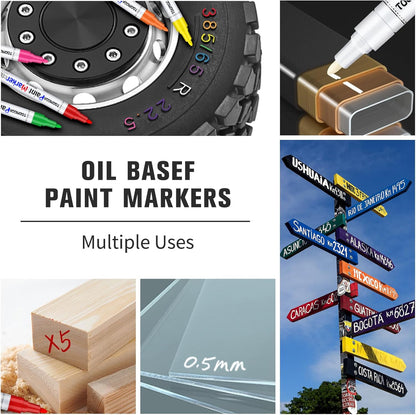 White and Black Permanent Markers Paint Pens-2 Pack Oil Based Paint Markers, Medium Tip, Quick Drying Pens for Wood, Metal, Rock Painting, Mugs, Canvas, Clothes, Plastic Marking