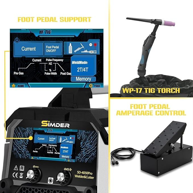 SSIMDER MIG Welder 200A Plasma Cutter Welder Combo 10 in 1 multiprocess welder Pulse MIG/Gas MIG/Flux Core/HF TIG/Stick/Cut Aluminum Welder With Consumables Set for Home DIY Outdoor