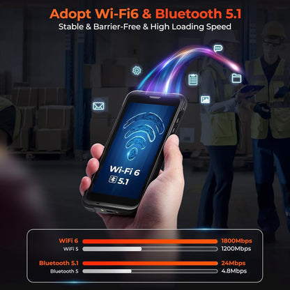 MUNBYN Upgraded Android 13 Bar Code Scanner with 5.5" Screen, Handheld Mobile Computer Wi-Fi 6, 4G LTE Wireless NFC Rugged PDA, Equip 1D/2D QR Zebra SE4710 Scanner Engine, WMS Inventory Scanner