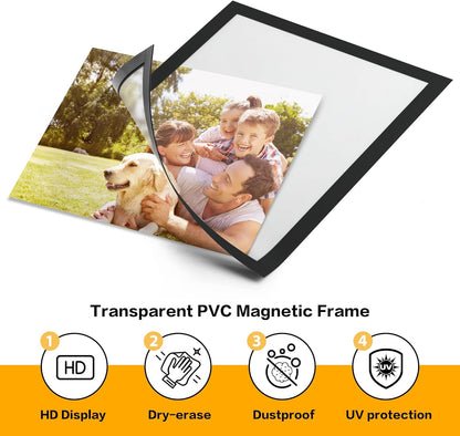 5Pack Magnetic Frames for Refrigerator - 8.5 x 11 Magnetic Sign Holder, Magnetic Paper Holder Document Holder for Fridge, Metal, Whiteboard Surface - Magnetic Picture Frame Poster Frame