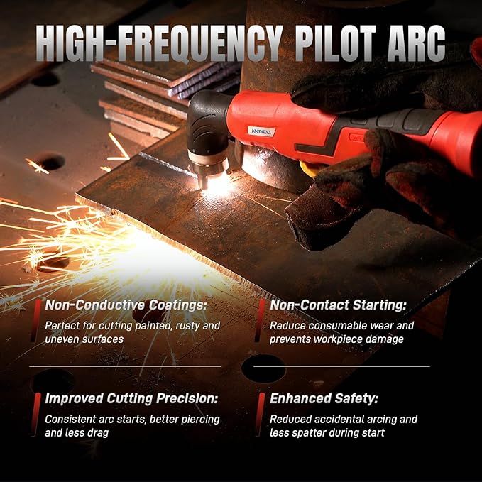 ANDELI Plasma Cutter, Non-Touch Pilot Arc HF 50A Plasma Cutting Machine,4.05'' Larger LED Display,5/8" Clean Cut, Post Flow Mesh,Plate Cutting/Grid Cutting/Marking 110/220V,2T/4T for Beginners DIY
