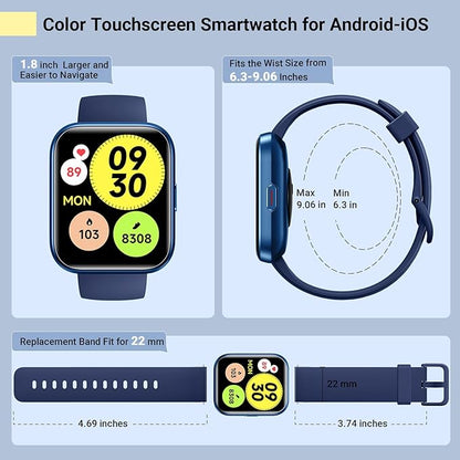 Smartwatch for Women/Men, Compatible with Android & iPhone, 1.8'' Fitness Tracker Watch with Alexa, Call & Notification Alerts, Heart Rate & Sleep Monitor, 120 Sports Modes, Waterproof Smart Watch