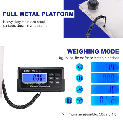 Charmline 660lbs x 0.2oz High Accuracy Digital Postal Scales, Shipping Scale with 15x12 Stainless Steel Platform, Heavy Duty Scale for Packages/Small Business/Postage/Luggage