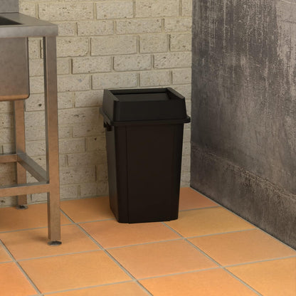 19 Gallon Black Square Commercial Trash Can with Lid